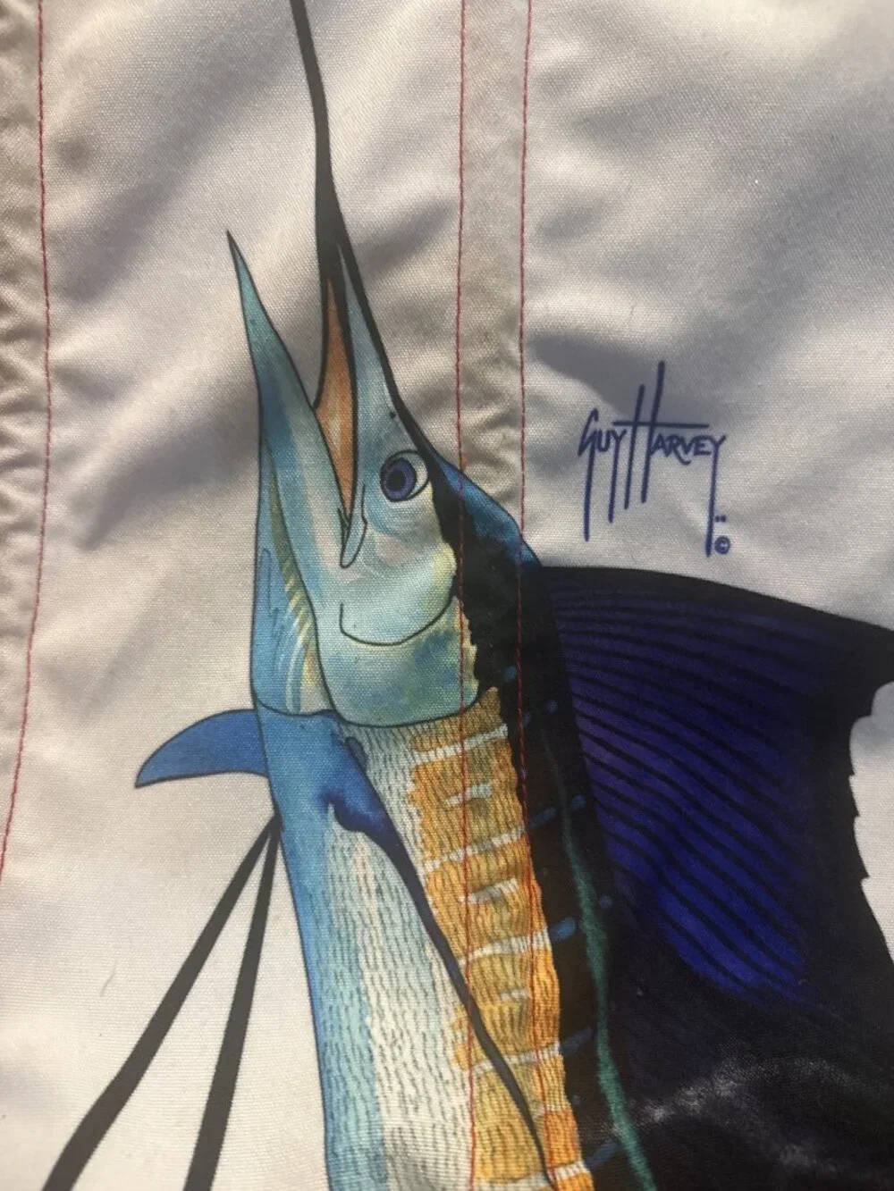 Guy Harvey Marlin Sailfish Canvas Tote Bag Rope Handles Yacht Nautical Ocean